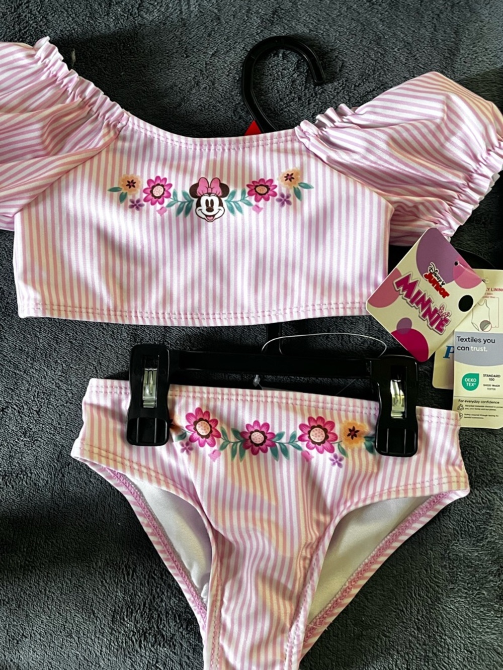 Girls Disney Minnie Pink Bikini 2 Pc Swimsuit ~ Puff Sleeve Size 2T - Picture 6 of 7